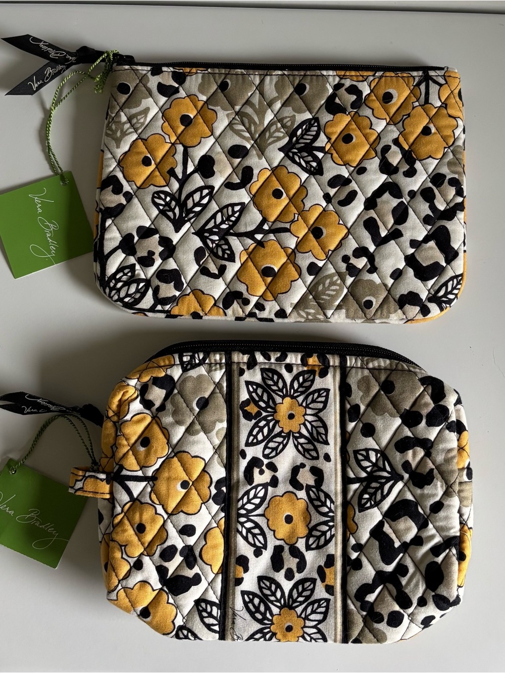 VERA BRADLEY 2 Quilted Lined
Cosmetic Bags In Go Wild Pattern New